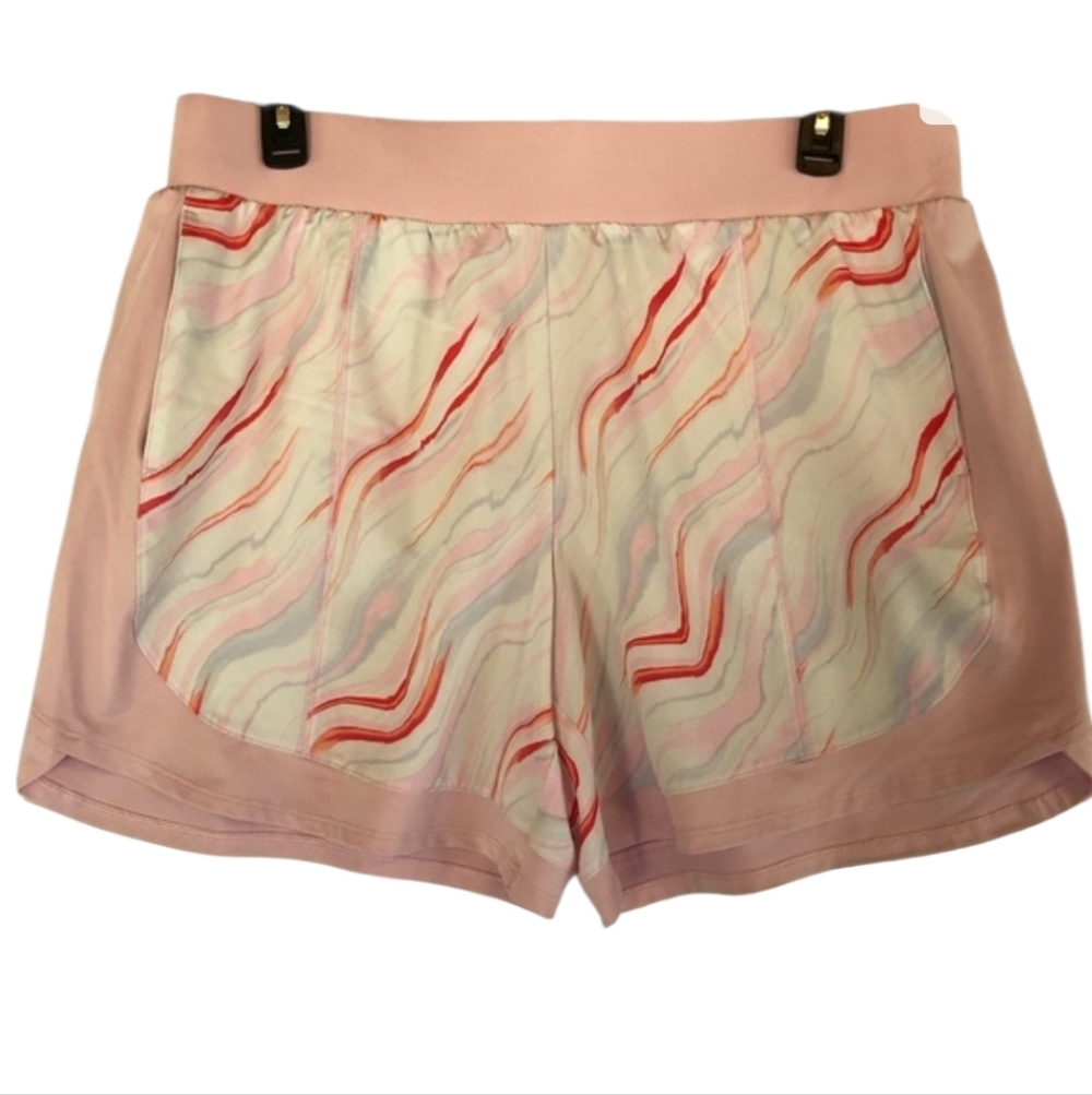 Tek Gear Womens Pink Red Marble Pull-on Athletic Shorts Pockets XXL